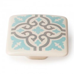 Pomo de mueble de zamak hidráulico mosaico azul 37x37mm