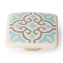 Pomo de mueble de zamak hidráulico mosaico azul 37x37mm