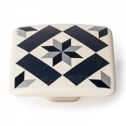 Pomo de mueble de zamak hidráulico mosaico negro 37x37mm