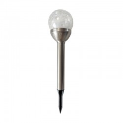 Baliza solar LED redonda plata 8x34cm