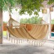 Hamaca tumbona de tela con flecos beige colgante