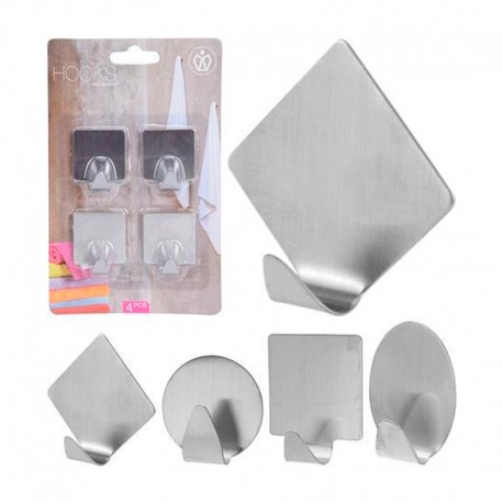 Set de 4 ganchos metálicos adhesivos