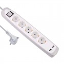 Base Schuko 5T + interruptor + 2USB
