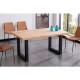 Mesa de comedor fija de madera con patas de metal Loft