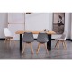 Mesa de comedor fija de madera con patas de metal Loft