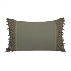 Cojín macramé con flecos de algodón/poliéster verde 30x7x50cm