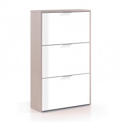 Zapatero de melamina 3 trampones blanco/roble