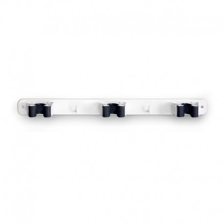 Colgador de pared para escobas triple blanco