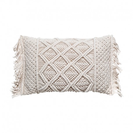 Cojín macramé marfil 30x50cm