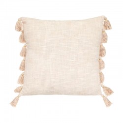 Cojin pompones marfil 50x50cm