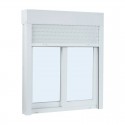Ventana corredera de PVC blanca 2 hojas con persiana 100x100cm