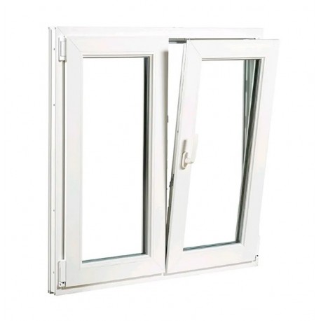 Ventana oscilobatiente a derecha de PVC blanca 2 hojas sin persiana 100x100cm