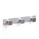 Percha adhesiva cuadrada cromo mate con 3 ganchos
