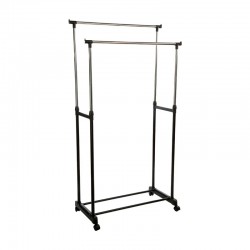 Perchero extensible doble de acero/PVC negro