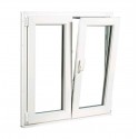 Ventana oscilobatiente a derecha de PVC blanca 2 hojas sin persiana 100x100cm