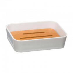 Jabonera de poliestireno y bambú para baño