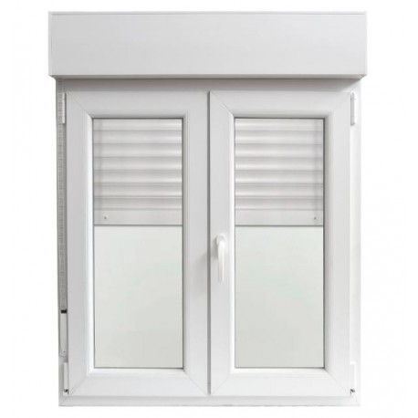 Ventana PVC 2 hoja con persiana 100x100cm derecha