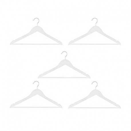 Set de 5 perchas de madera blancas