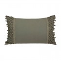 Cojín macramé con flecos de algodón/poliéster verde 30x7x50cm
