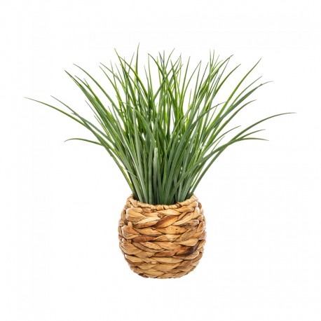 Maceta decorativa trenzada con planta artificial 50x48,5cm
