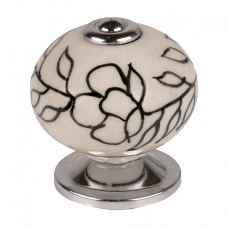 Pomo para mueble de porcelana flores 40mm E-504