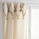 Cortina de algodón beige con pompones de yute 140x260cm