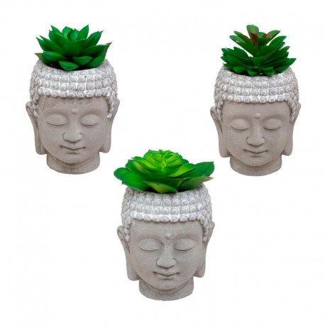 Planta artificial decorativa de polietileno en maceta de cemento Buda 9x12,5cm