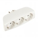 Adaptador enchufe triple Schuko frontal 16A 250V 2400W 4,8mm