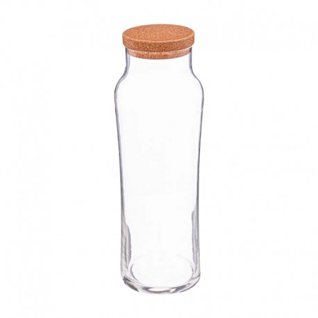 Jarra de cristal slim con tapón de corcho 1L