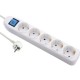 Base múltiple 5 tomas Schuko con interruptor cable 1,5m 250V