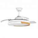 Ventilador de techo DC retráctil blanco/haya con luz led + mando Ø108 Emperador