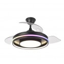 Ventilador de techo DC retráctil negro con luz led RGB + mando Ø107 Pitufo