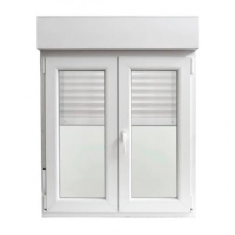 Ventana PVC 2 hojas con persiana 100x100cm derecha 60mm