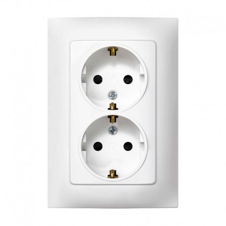 Base enchufe doble empotrable TT S-10