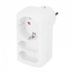 Adaptador enchufe triple 1 Schuko + 2 bipolar 3680W