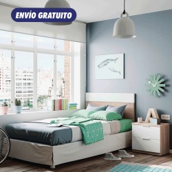 Cabecero + mesita roble/blanc dormitorio