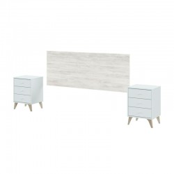 Cabecero + 2 mesitas de melamina blanco Sweet