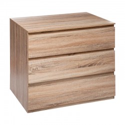 Cómoda con 3 cajones de madera roble 78x48x73cm