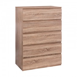 Cómoda con 5 cajones de madera roble 78x48x118cm