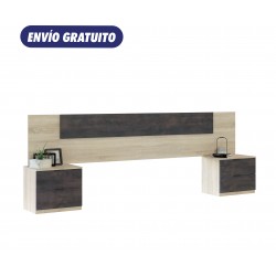 Cabezal + 2 mesitas Noon roble y óxido