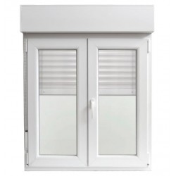 Ventana PVC 2 hoja con persiana 100x100cm derecha