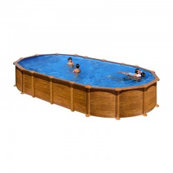 Piscina de acero acabado madera ovalada Amazonia Gre altura 132