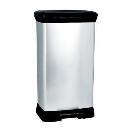 Cubo de basura 50L con pedal plata Decobin