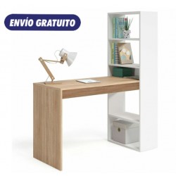 Mesa de escritorio con estantería blanca/roble Duplo