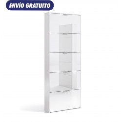 Zapatero 5 trampones blanco brillo 70x17x180cm