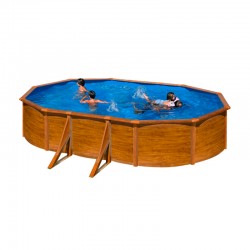 Piscina de acero acabado madera ovalada Sicilia Gre altura 120