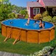 Piscina de acero acabado madera ovalada Sicilia Gre altura 120