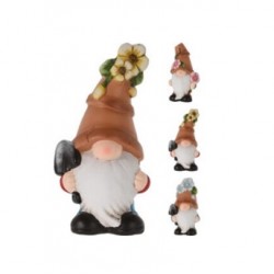 Figura decorativa jardín Gnomo con flores
