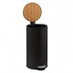 Cubo de basura 30L metal negro con tapa bambu