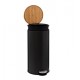 Cubo de basura 30L metal negro con tapa bambu